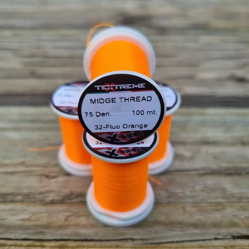 TEXTREME Midge Tying Thread 75dn in 32-Fluo Orange-2